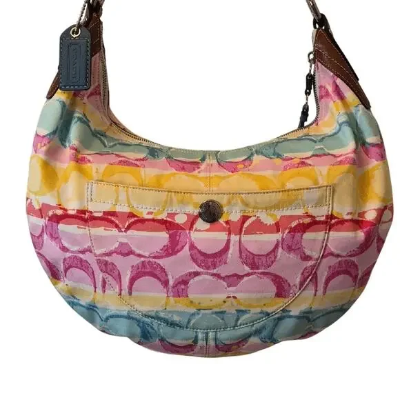 Coach Hamptons Watercolor Scribble Hobo Bag C0985-11754 EUC Purse Y2K 2009 - Picture 3 of 16